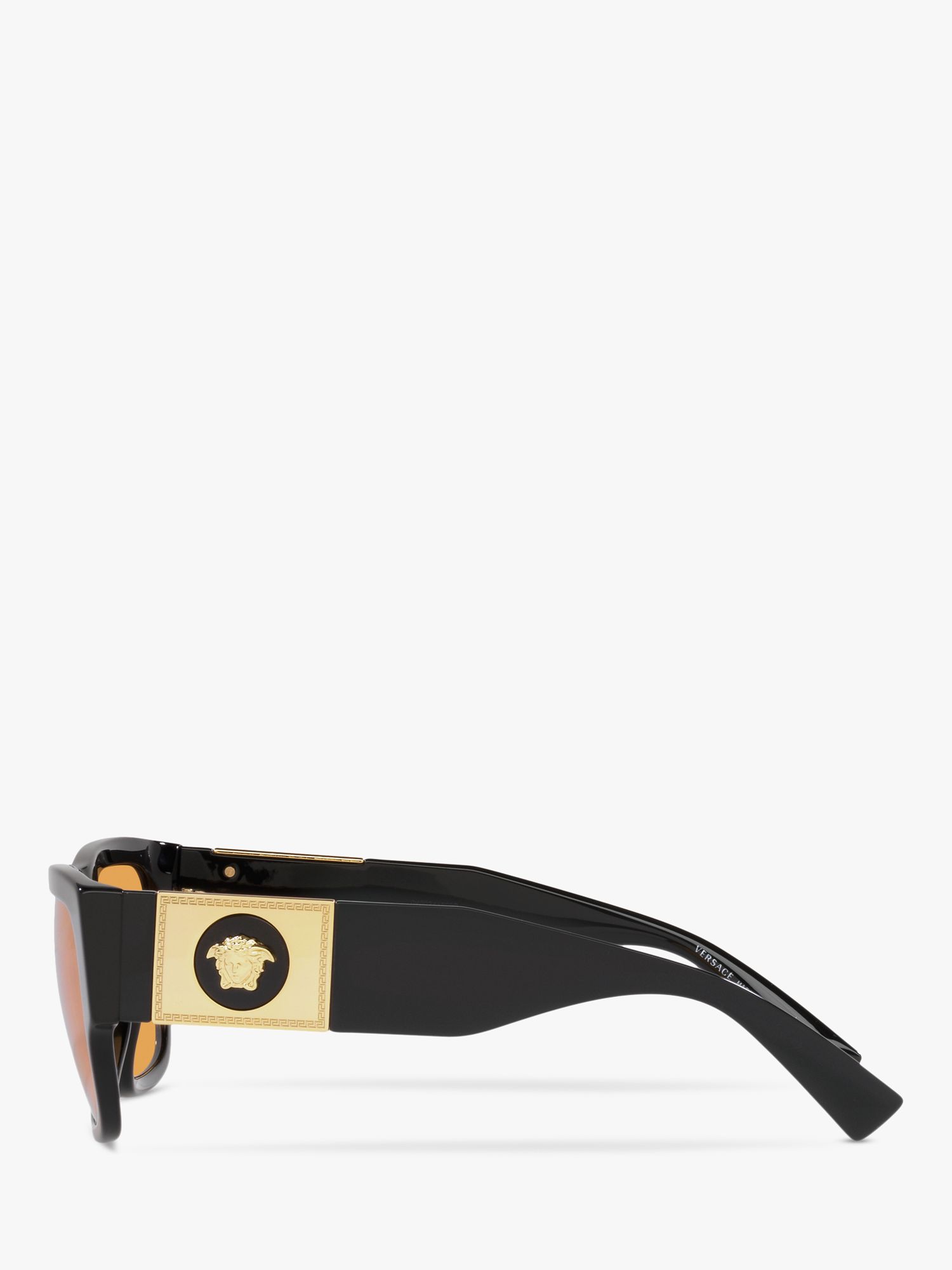 Buy Versace VE4406 Men's Rectangular Sunglasses, Black/Orange Online at johnlewis.com