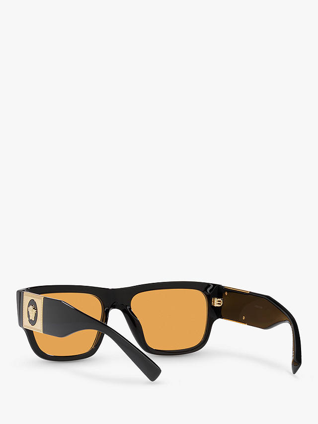 Versace VE4406 Men's Rectangular Sunglasses, Black/Orange
