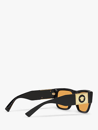 Versace VE4406 Men's Rectangular Sunglasses, Black/Orange