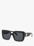Versace VE4384B Women's Square Sunglasses, Black/Grey