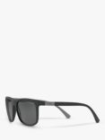 Emporio Armani EA4079 Men's Square Sunglasses, Matte Black/Grey