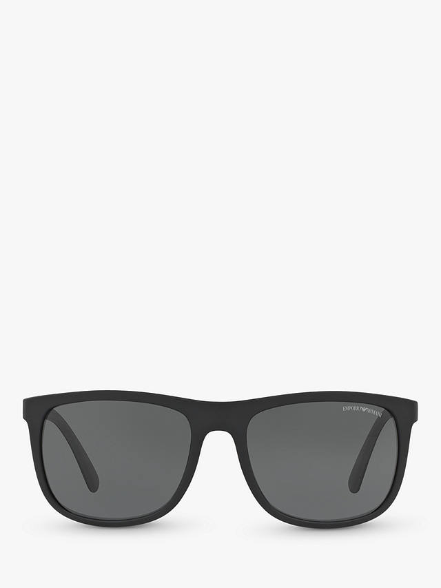 Emporio Armani EA4079 Men's Square Sunglasses, Matte Black/Grey