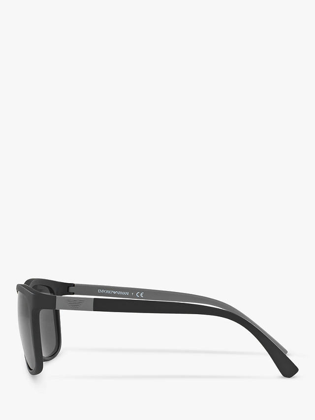 Emporio Armani EA4079 Men's Square Sunglasses, Matte Black/Grey