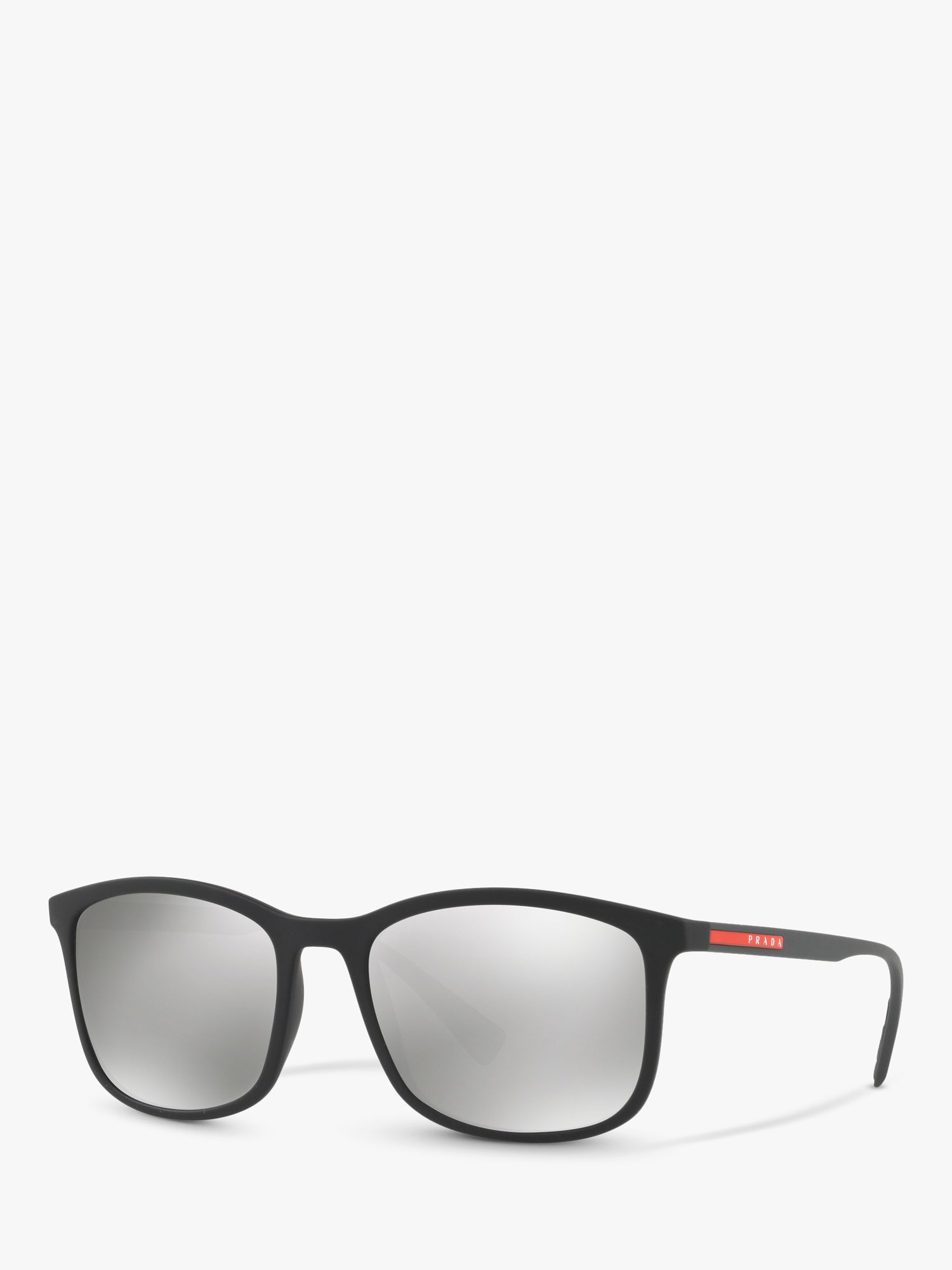 Prada Linea Rossa PS 01TS Men's Rectangular Sunglasses, Black/Mirror Grey  at John Lewis u0026 Partners