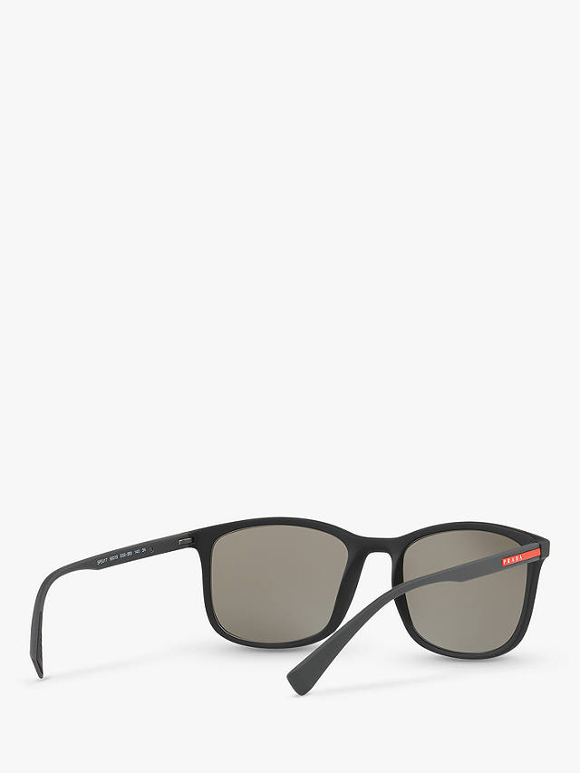 Prada Linea Rossa PS 01TS Men's Rectangular Sunglasses, Black/Mirror Grey