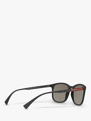 Prada Linea Rossa PS 01TS Men's Rectangular Sunglasses, Black/Mirror Grey