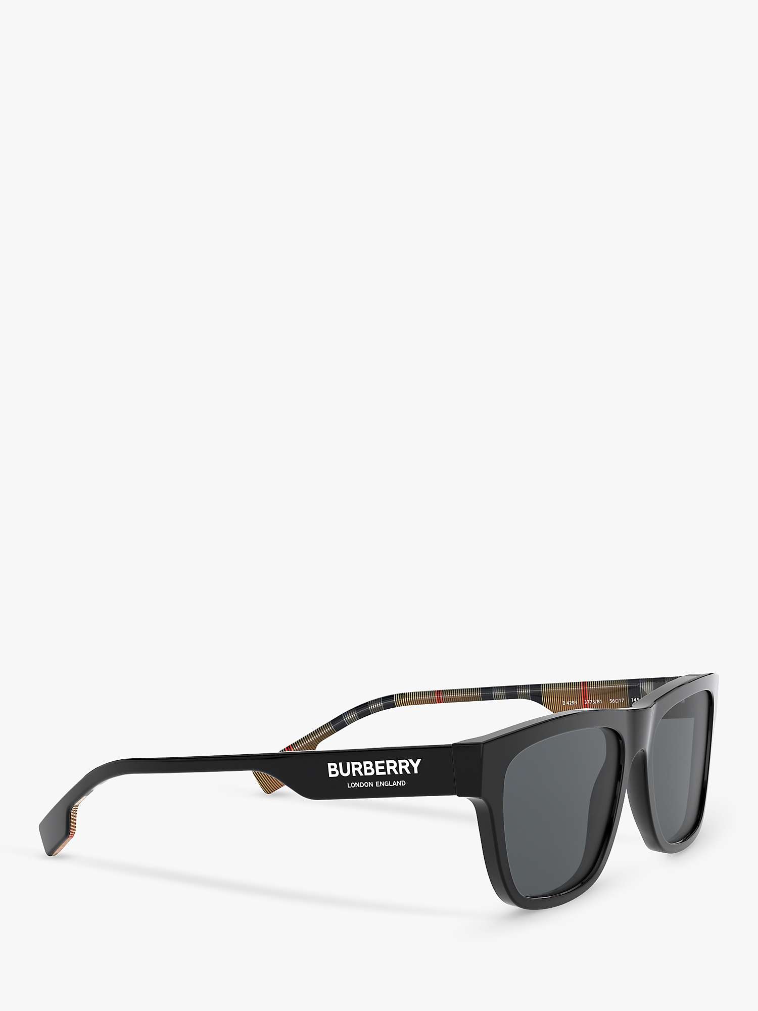 Buy Burberry BE4293 Men's Polarised Square Sunglasses, Black/Grey Online at johnlewis.com
