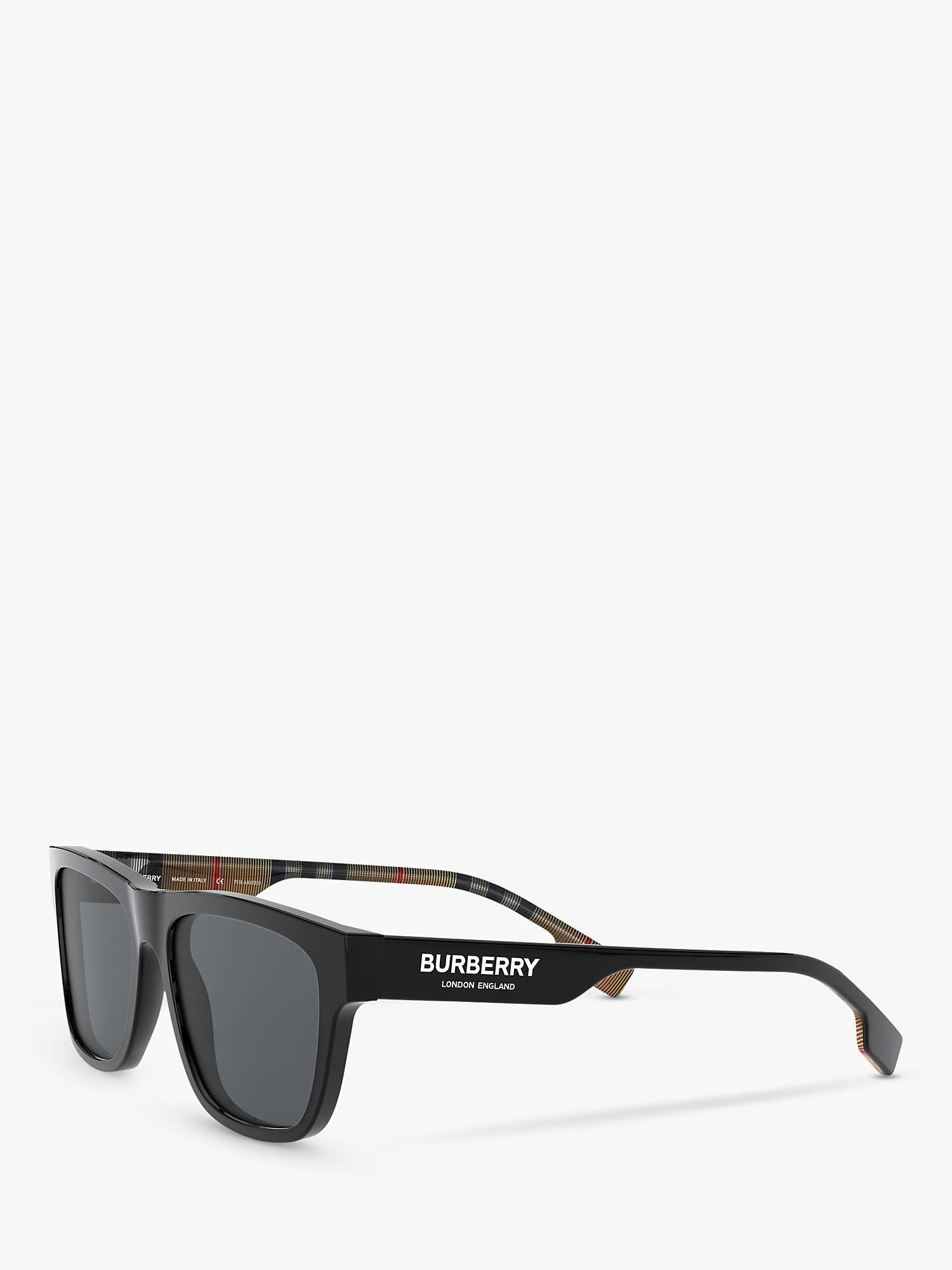 Buy Burberry BE4293 Men's Polarised Square Sunglasses, Black/Grey Online at johnlewis.com