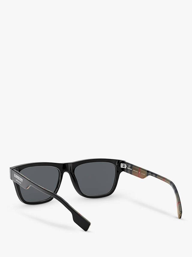 Burberry BE4293 Men's Polarised Square Sunglasses, Black/Grey