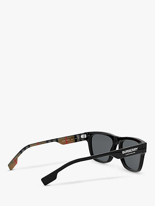 Burberry BE4293 Men's Polarised Square Sunglasses, Black/Grey