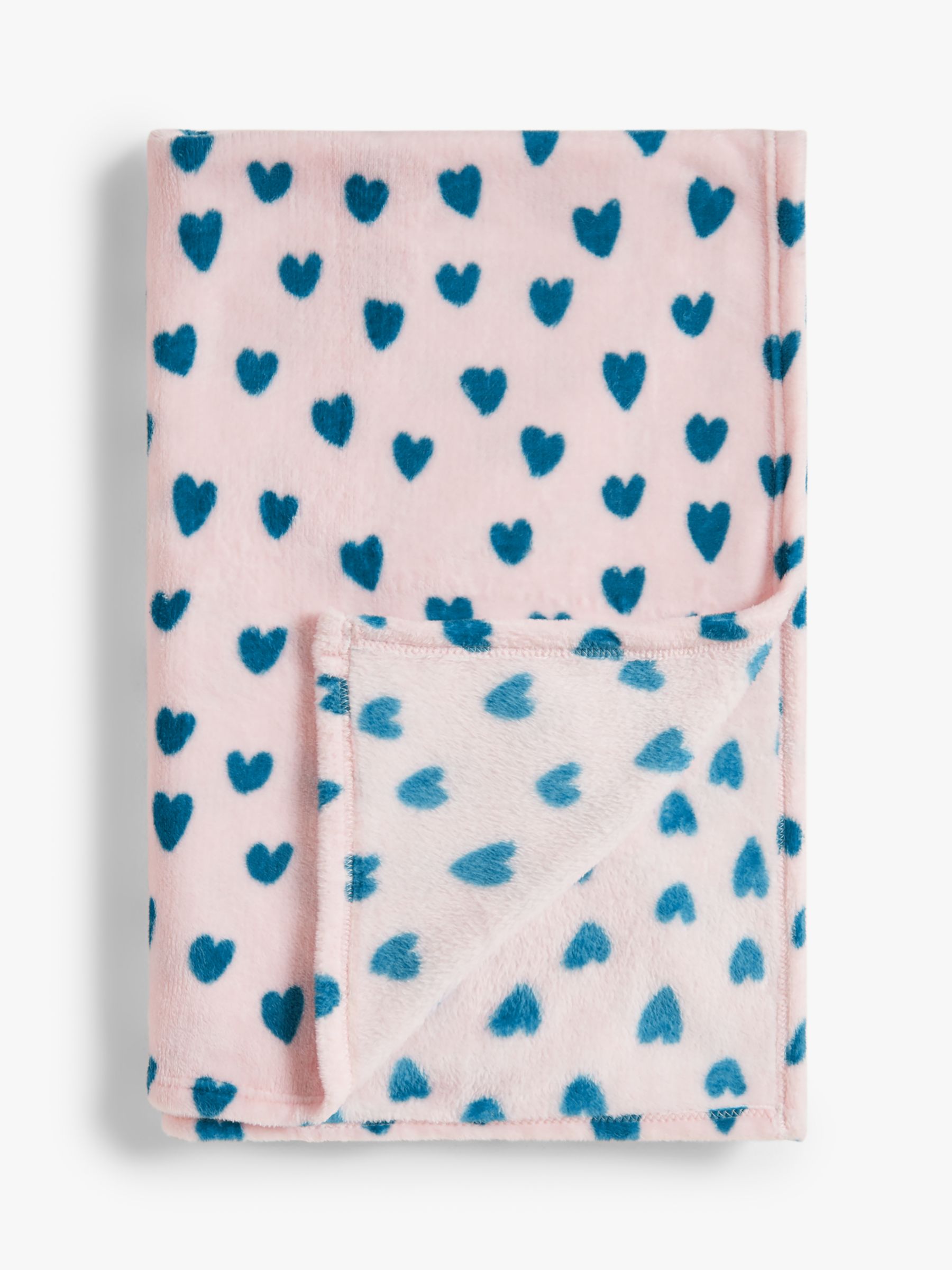 John Lewis ANYDAY Love Hearts Fleece Blanket, 120 x 120cm