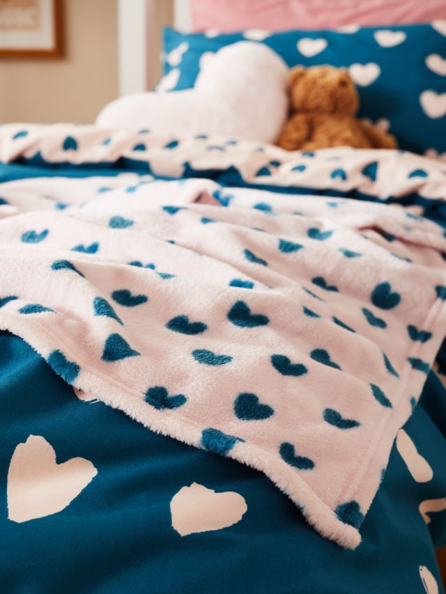 John Lewis ANYDAY Love Hearts Fleece Blanket 120 x 120cm