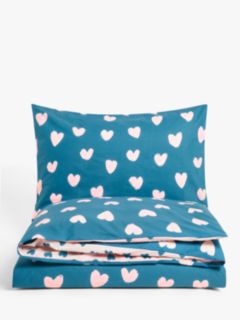 John Lewis ANYDAY Love Hearts Reversible Duvet Cover and Pillowcase Set, Double Set