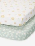 John Lewis ANYDAY Ditsy Daisy Print Cotton Infant Fitted Sheet, Pack of 2