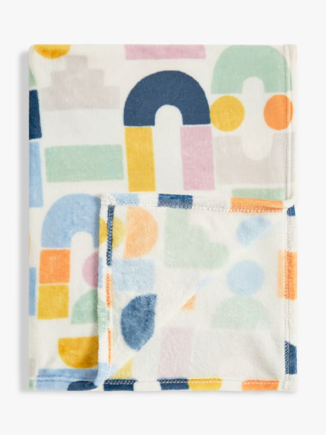 John Lewis ANYDAY Building Blocks Fleece Blanket 100 x 70cm