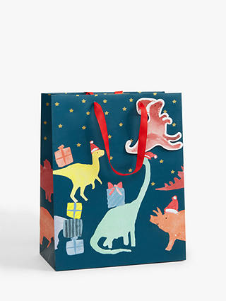 John Lewis Santa's Rainbow Workshop Dinosaur Gift Bag, Medium