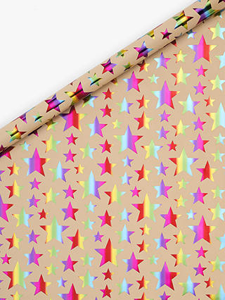 John Lewis Santa's Rainbow Workshop Rainbow Star Gift Wrap, L3m
