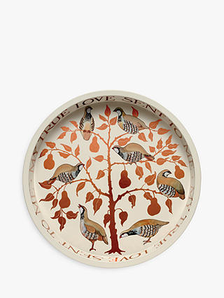 Emma Bridgewater Christmas Partridge in a Pear Tree Round Tray, 30cm, Brown/Multi