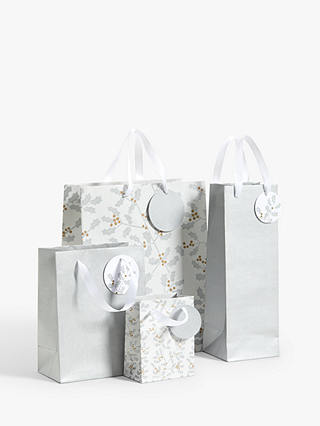 John Lewis Winter Fayre Holly Mixed Gift Bags, Set of 4