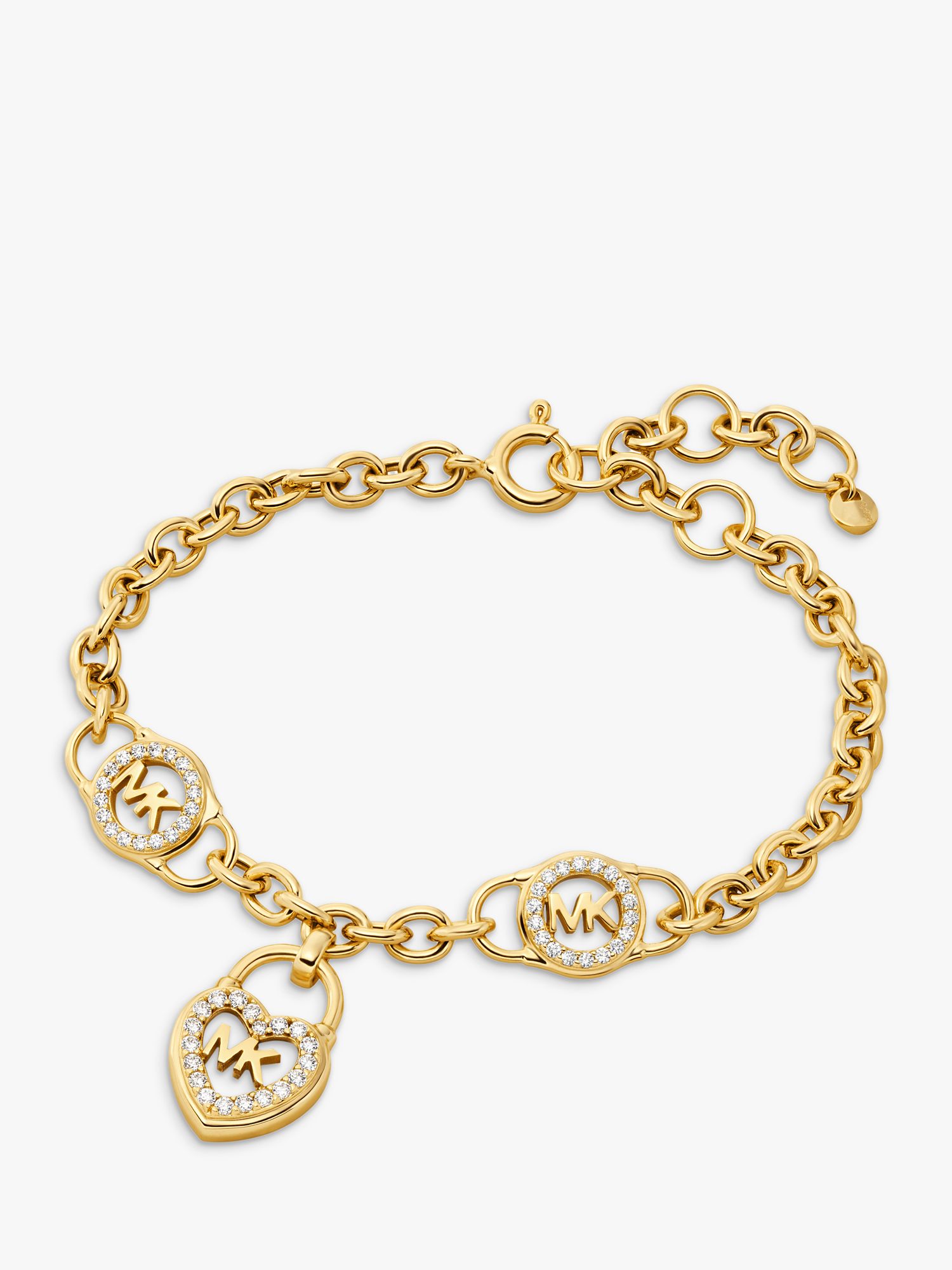 Michael Kors MK Mother of Pearl Lock Heart Chain Bracelet, Gold