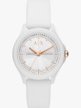 Armani Exchange AX5268 Women's Silicone Strap Watch, White