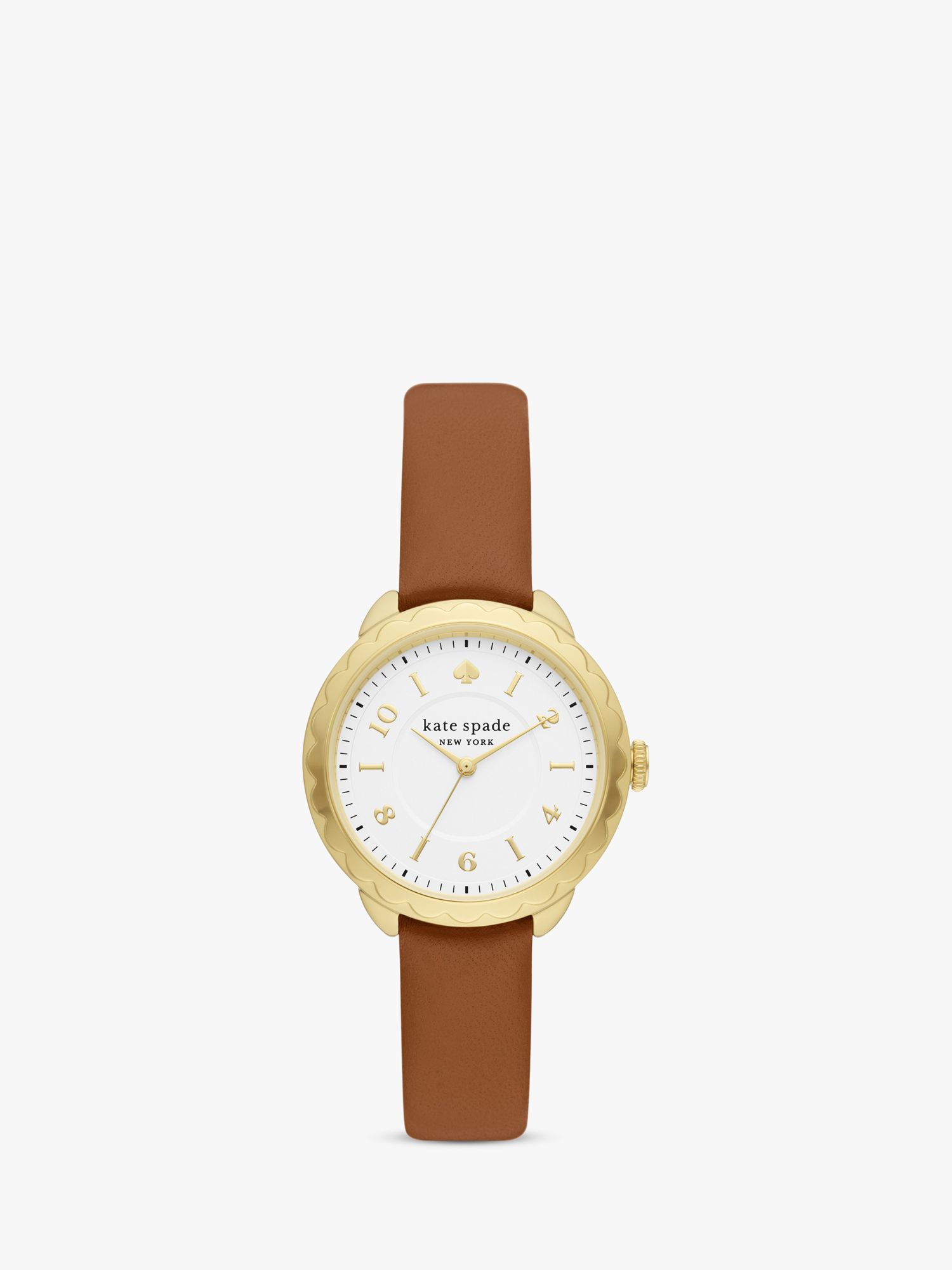 kate spade new york Morningside Leather Strap Watch, Gold KSW1756 at John  Lewis & Partners