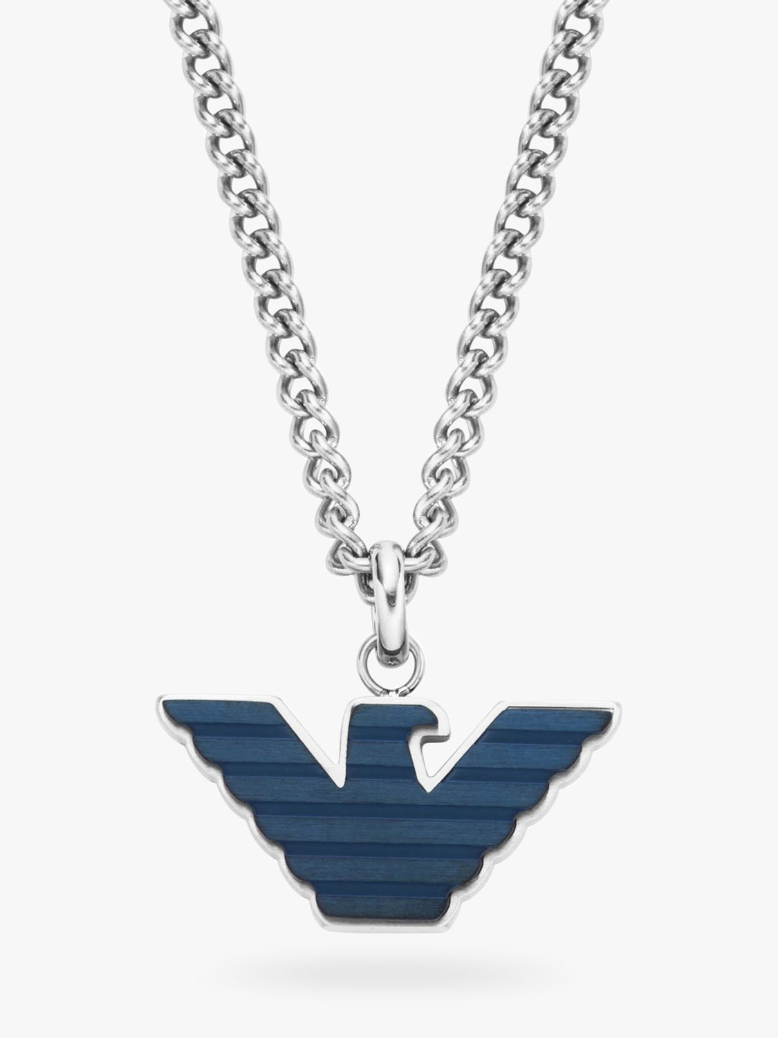 Emporio Armani Men's Logo Pendant Necklace, Silver EGS2909040 at