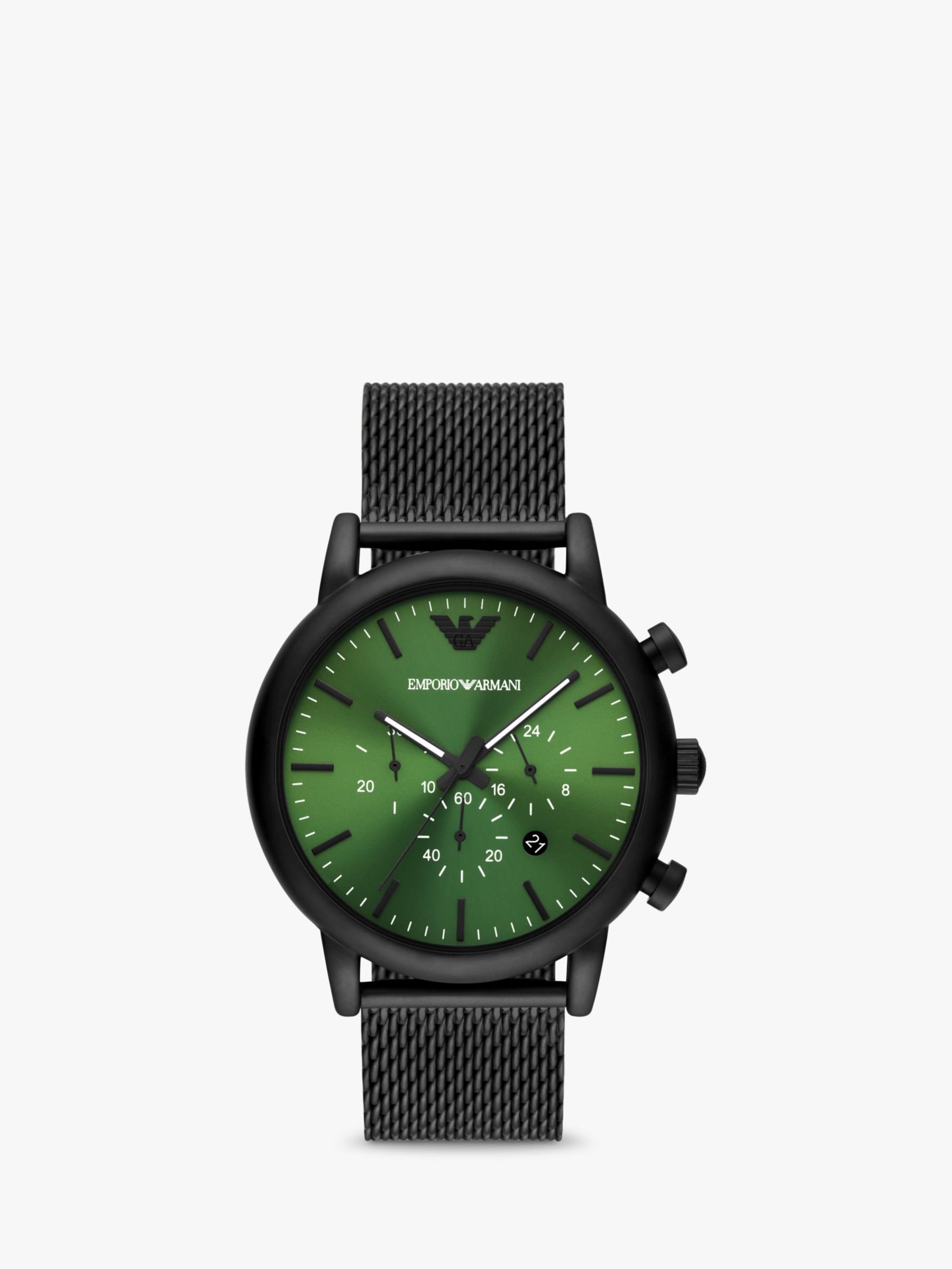 creciendo bendición testigo Emporio Armani AR11470 Men's Luigi Chronograph Bracelet Strap Watch, Black  at John Lewis & Partners