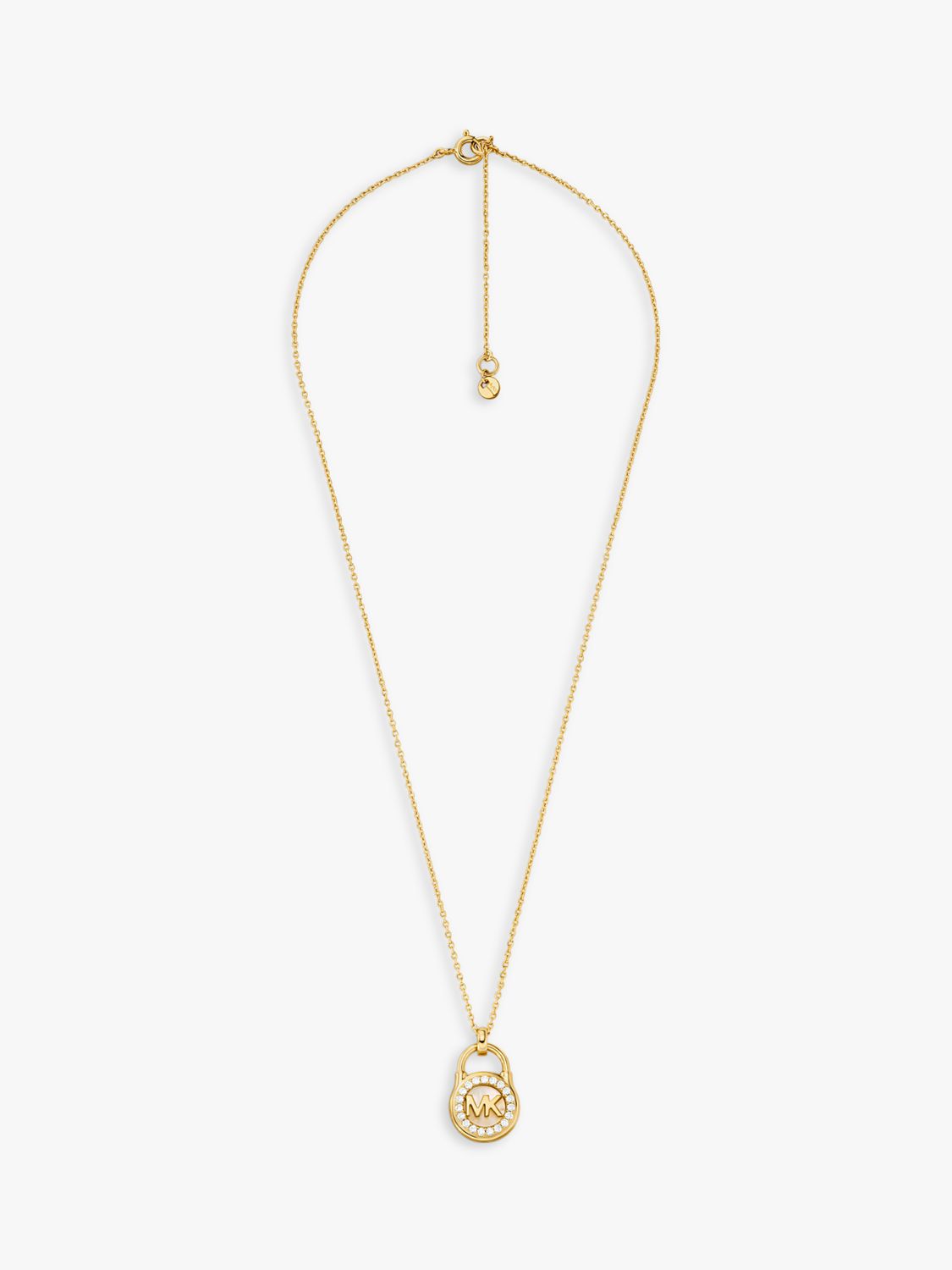 Michael Kors MK Lock Pendant Necklace, Gold at John Lewis & Partners