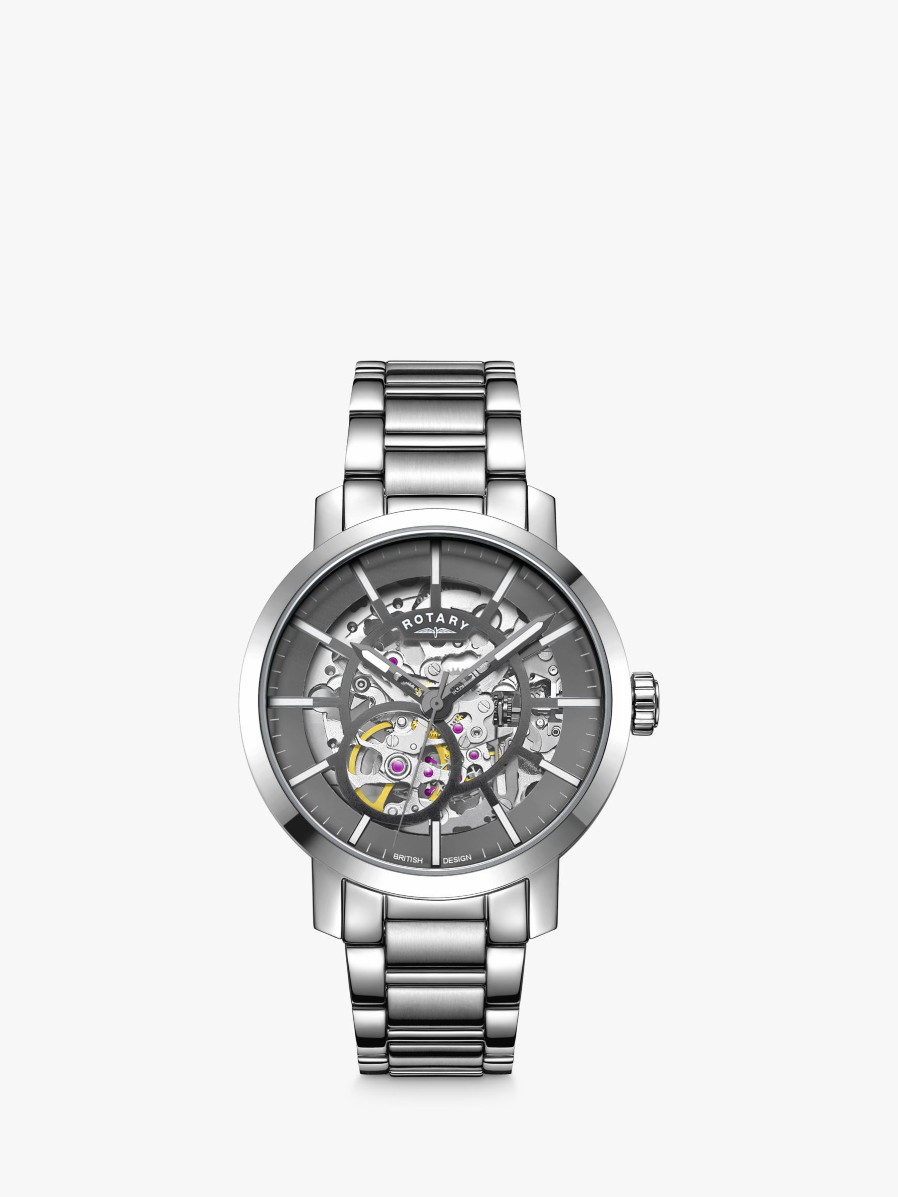 Buy Rotary Men's Greenwich Skeleton Automatic Bracelet Strap Watch Online at johnlewis.com