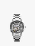 Rotary Men's Greenwich Skeleton Automatic Bracelet Strap Watch, Silver/Grey GB0535644