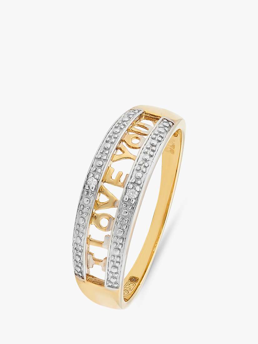 Buy L & T Heirlooms Second Hand 9ct Gold & Rhodium I Love You Band Ring, Gold/Silver Online at johnlewis.com