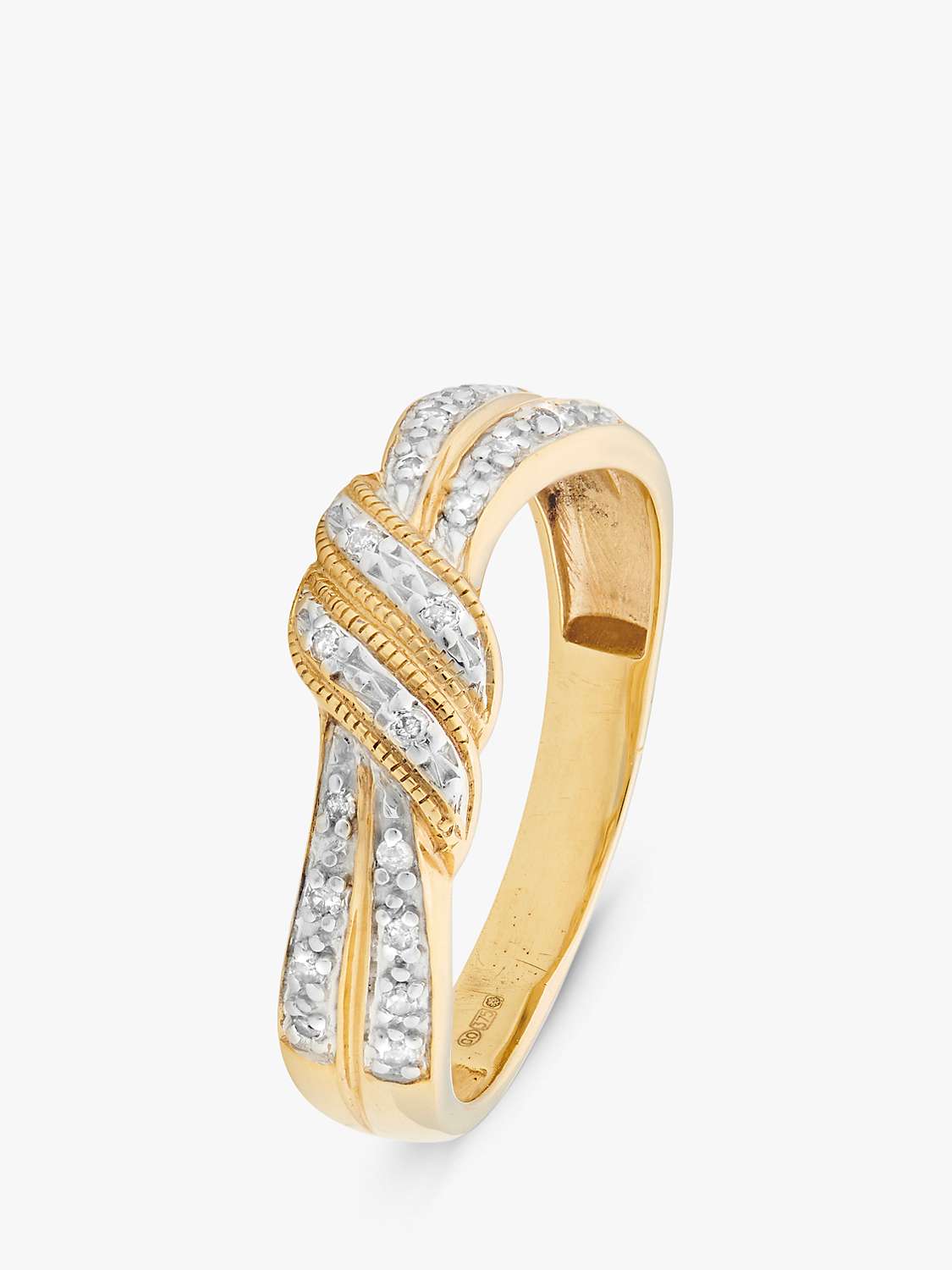 Buy L & T Heirlooms Second Hand 9ct Gold and Rhodium Plated Crossover Band Ring, Gold/Silver Online at johnlewis.com