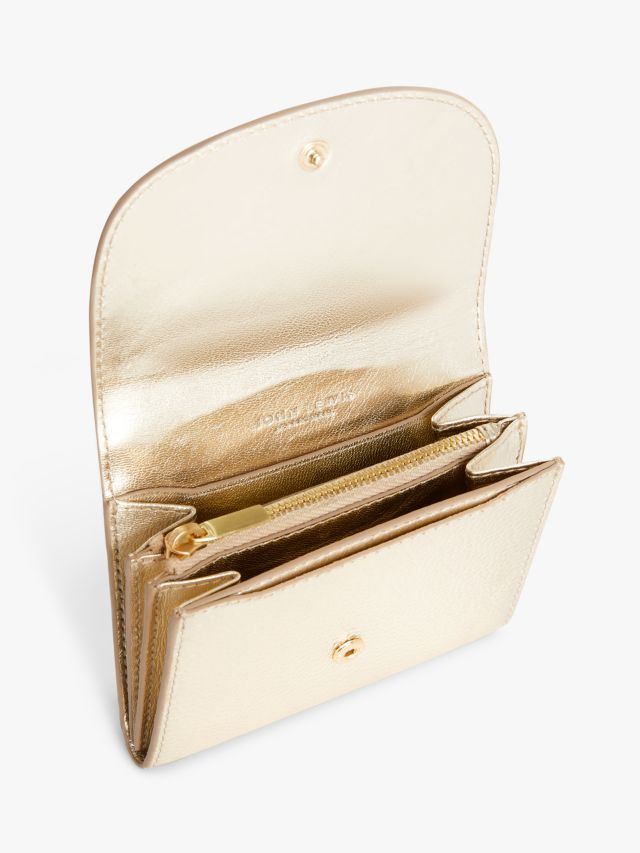 John Lewis Compact Leather Purse, Pebbled Gold