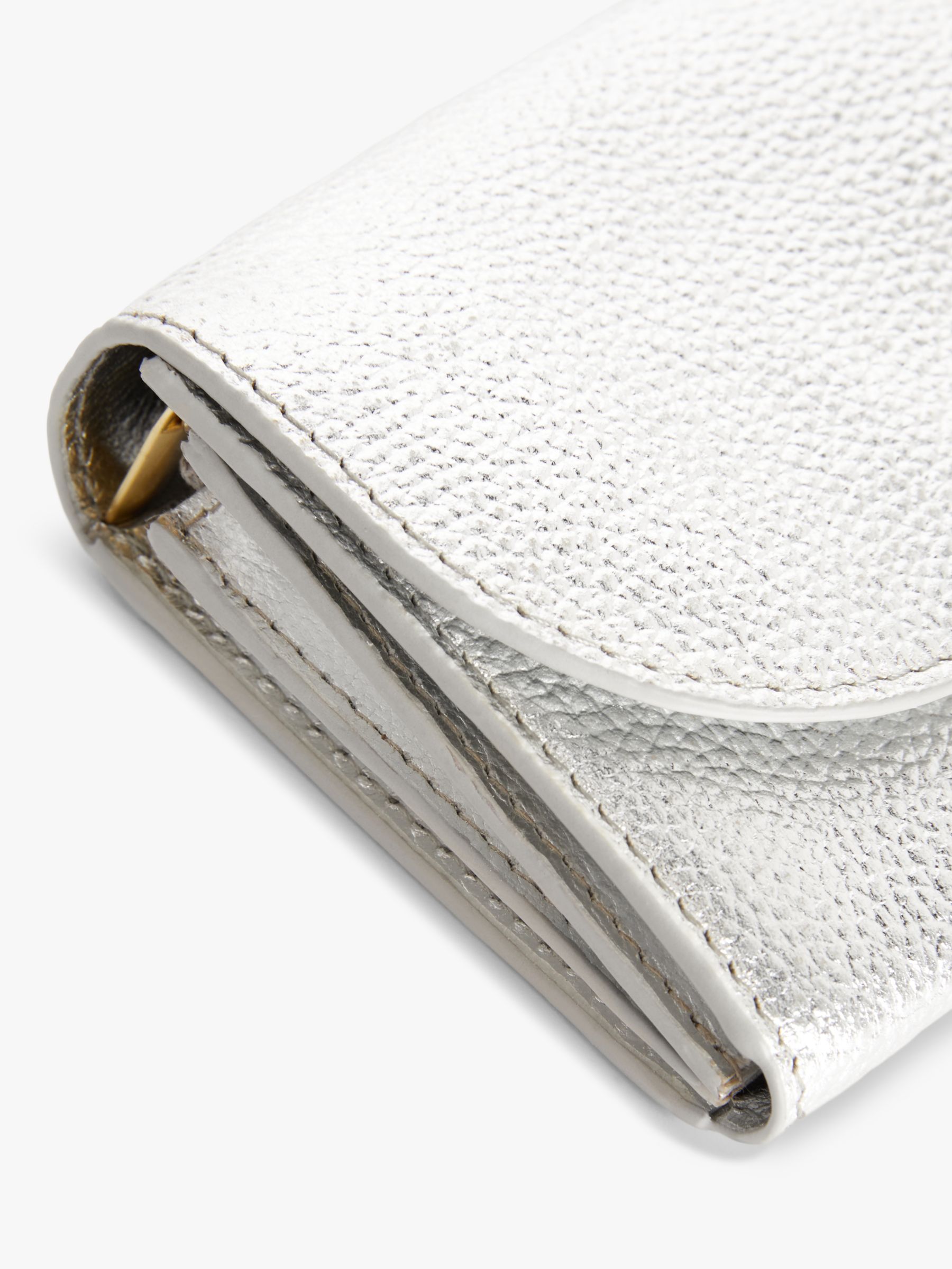 John Lewis Compact Leather Purse, Pebbled Silver at John Lewis & Partners