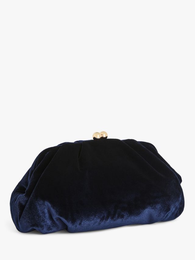 John Lewis Velvet Soft Clutch Bag Navy