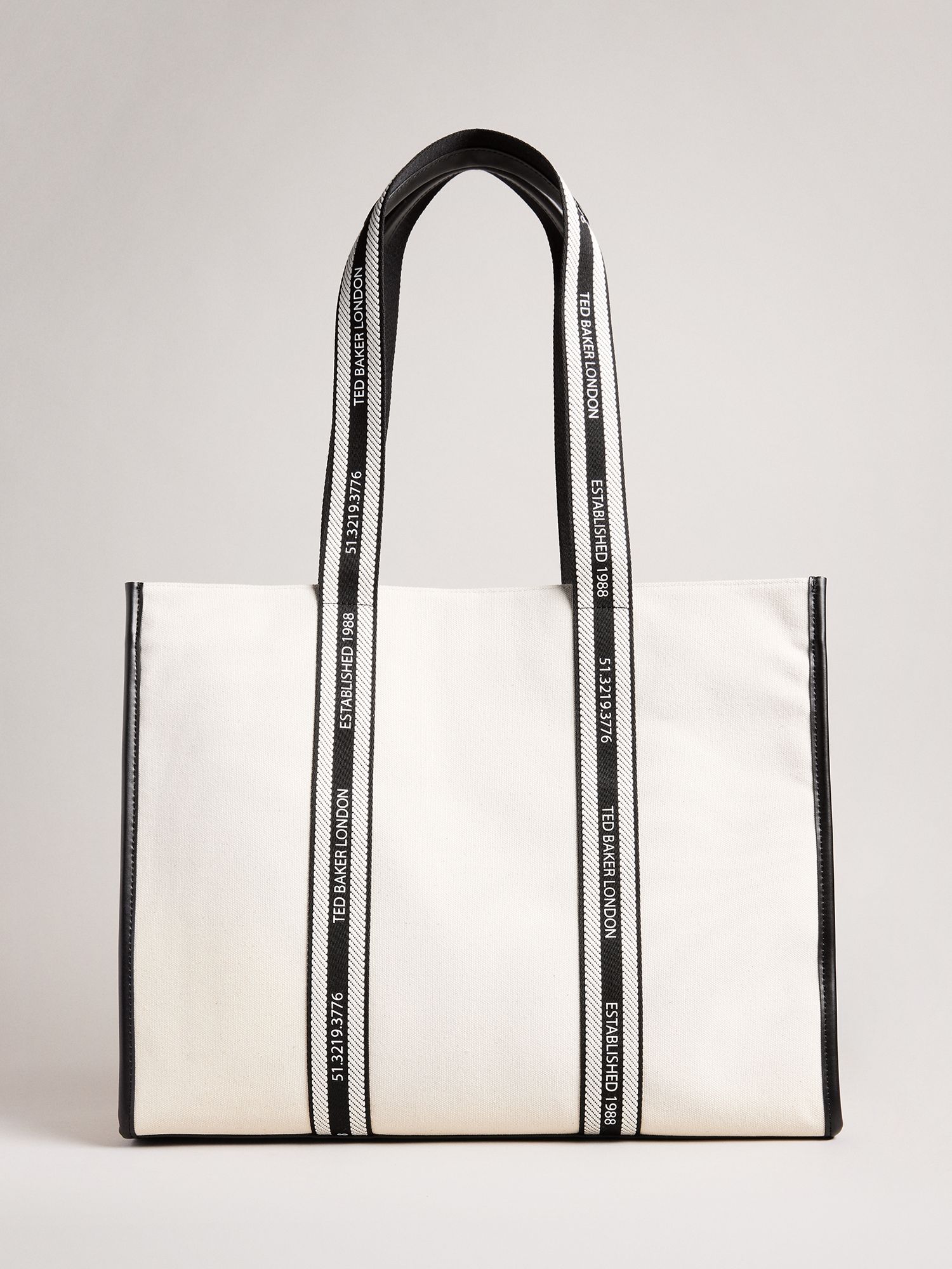 Ted Baker Georjey Branded Webbing Canvas Tote Bag, White