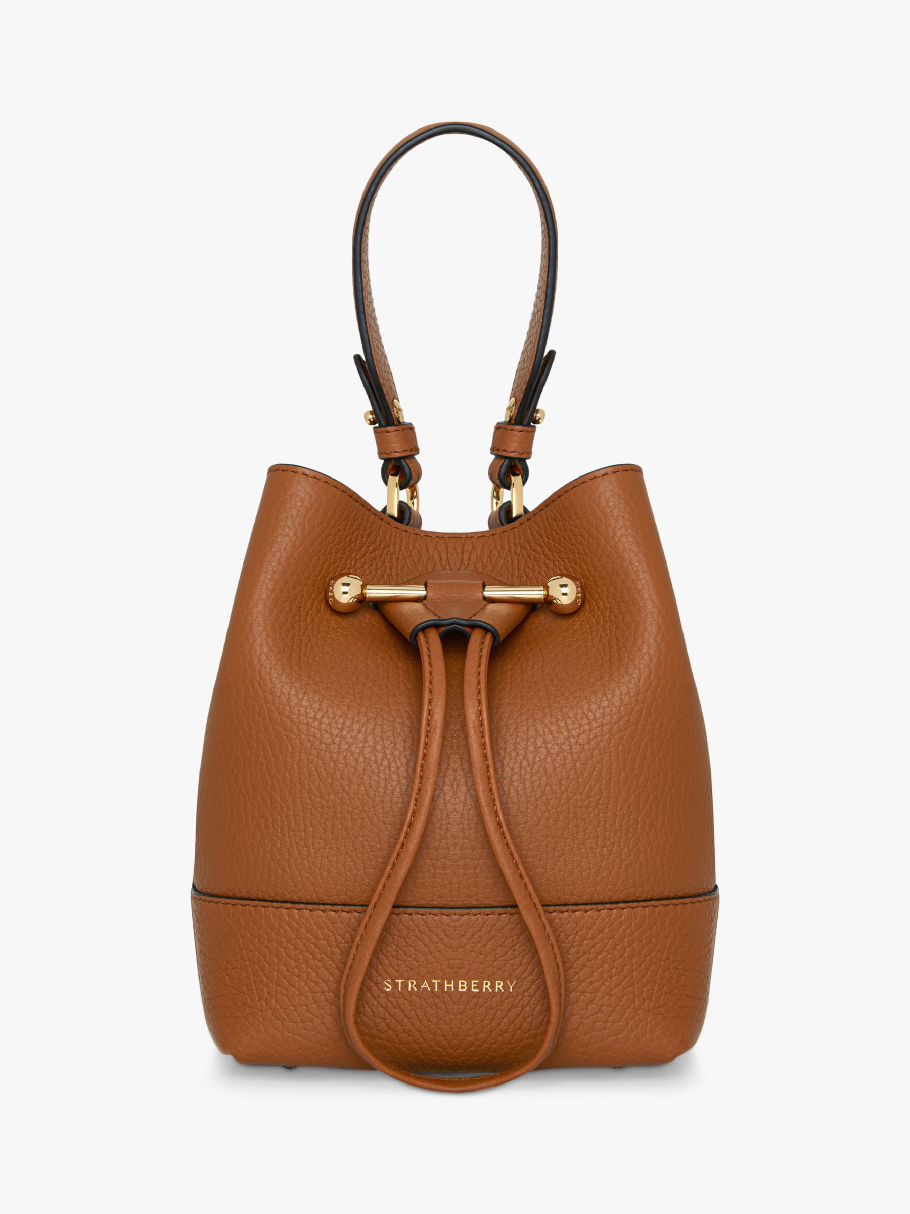Strathberry Lana Osette Leather Bucket Bag, Tan at John Lewis & Partners