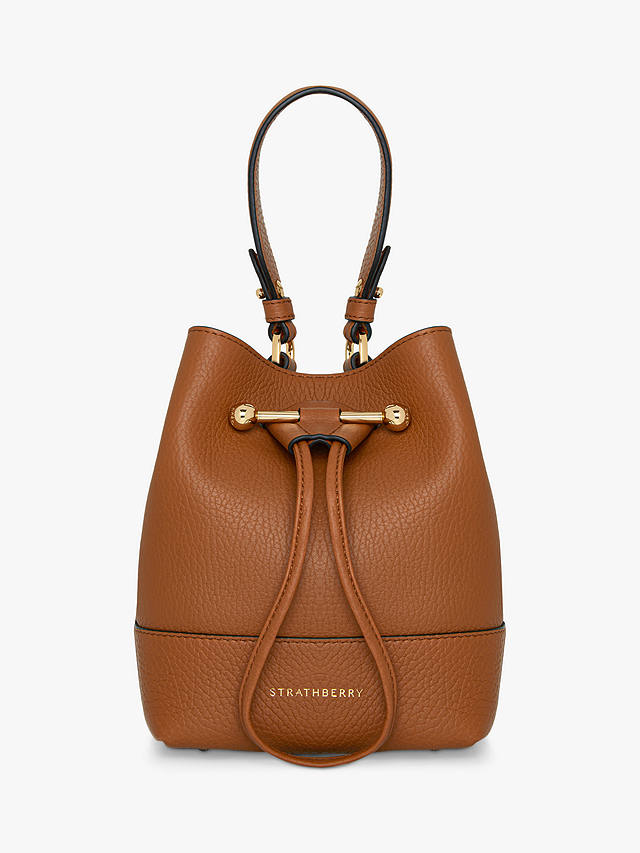 Strathberry Lana Osette Leather Bucket Bag, Tan