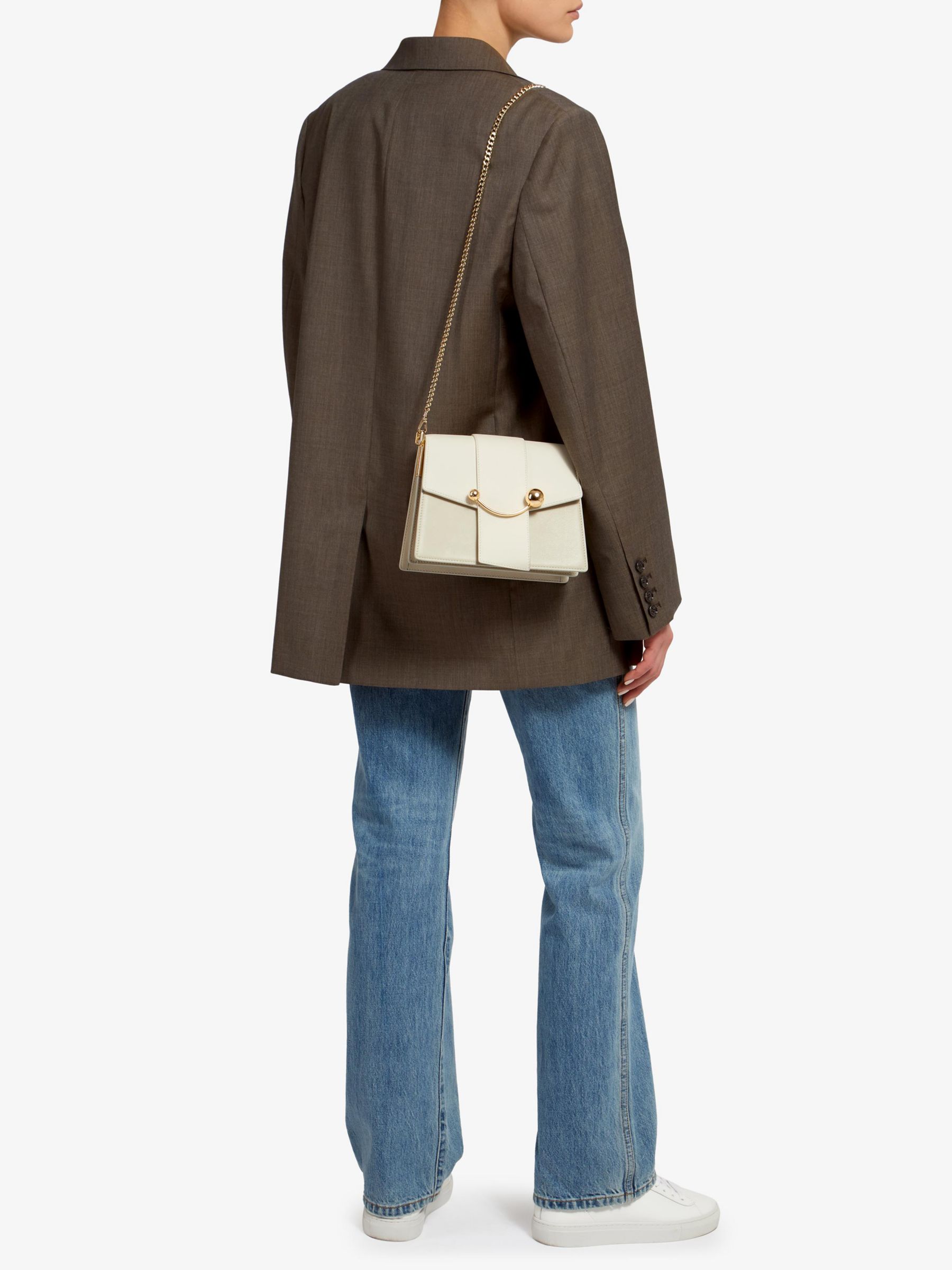 Strathberry - Crescent Shoulder - Leather Shoulder Bag - White / Cream