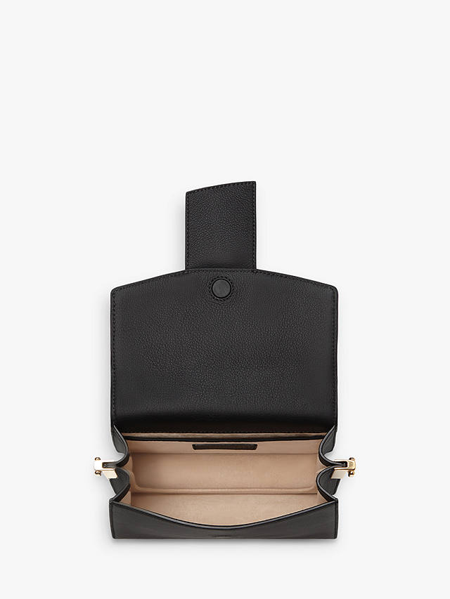 Strathberry Box Crescent Leather Shoulder Bag, Black