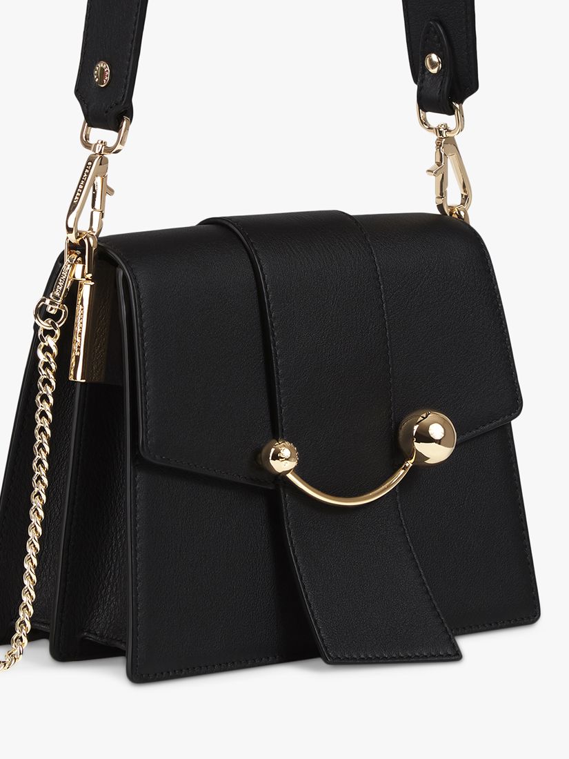 Strathberry Leather Crescent Satchel Bag in Black