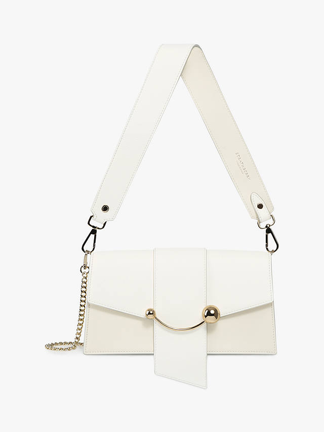 Strathberry Mini Crescent Leather Shoulder Bag, Vanilla at John Lewis ...