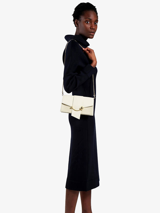 Strathberry Mini Crescent Leather Shoulder Bag, Vanilla