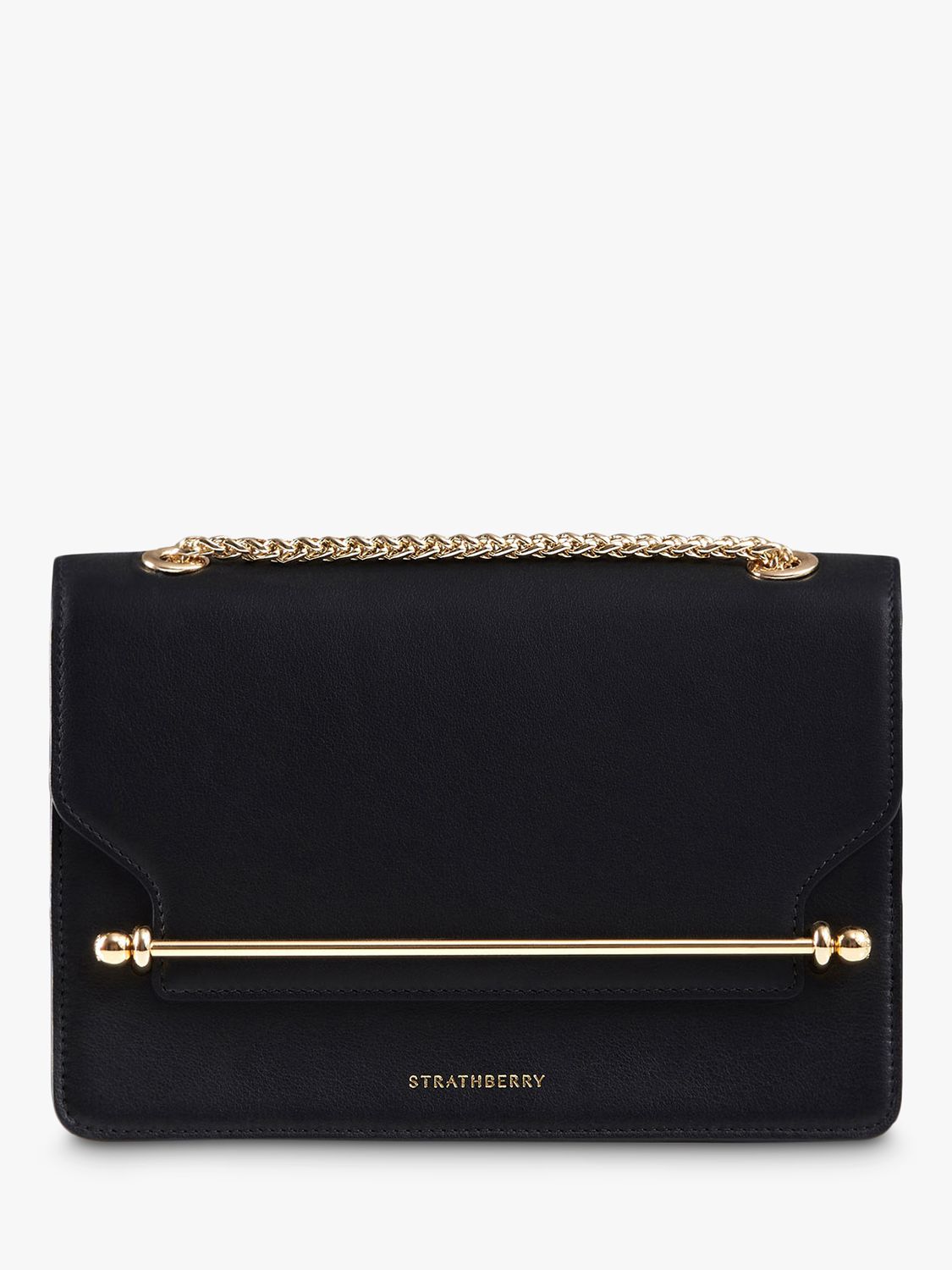 Strathberry East/West Leather Cross Body Bag, Black at John Lewis ...