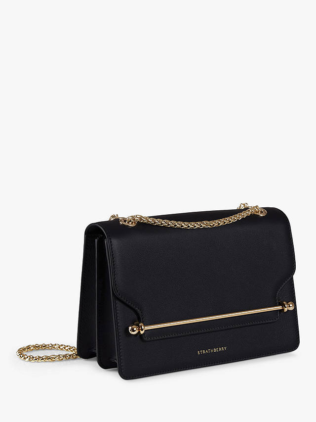 Strathberry East/West Leather Cross Body Bag, Black