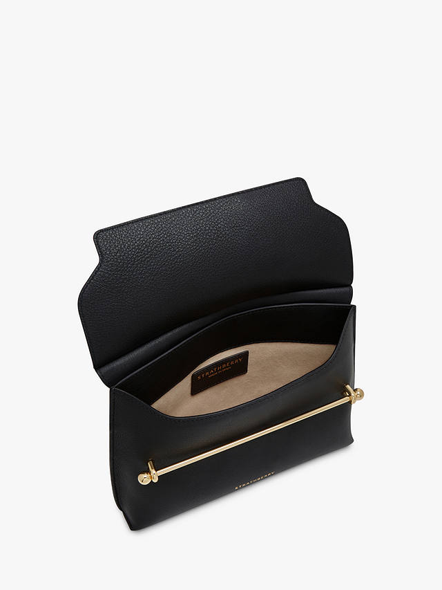 Strathberry Stylist Leather Clutch Bag, Black at John Lewis & Partners