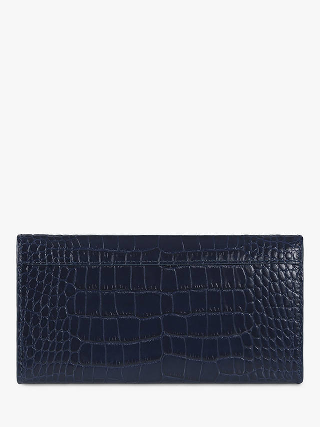 Strathberry Multrees Leather Wallet On Chain, Navy Croc