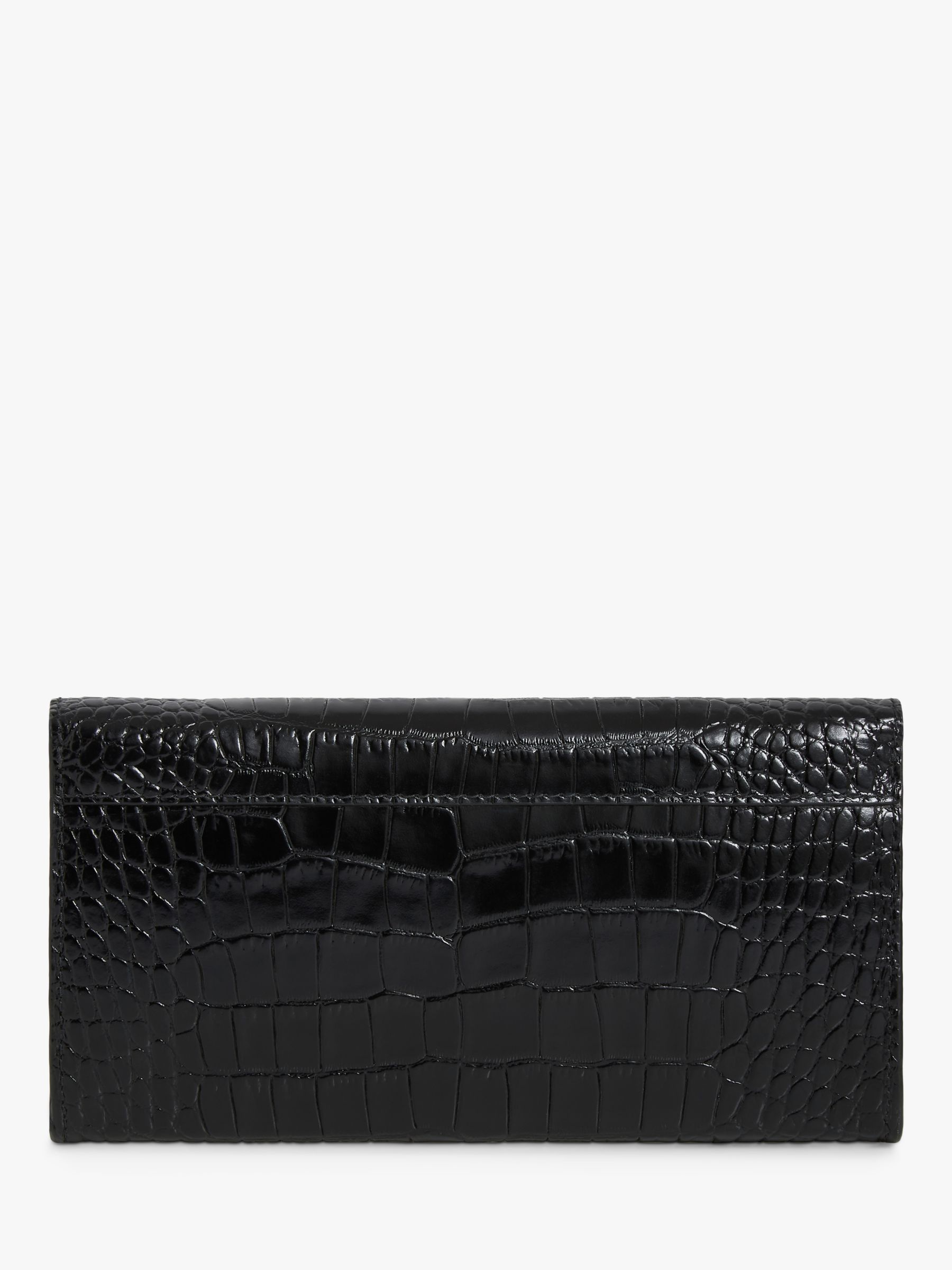 Strathberry Multrees Leather Wallet On Chain, Black Croc at John Lewis ...