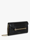 Strathberry Multrees Leather Wallet On Chain, Black Croc